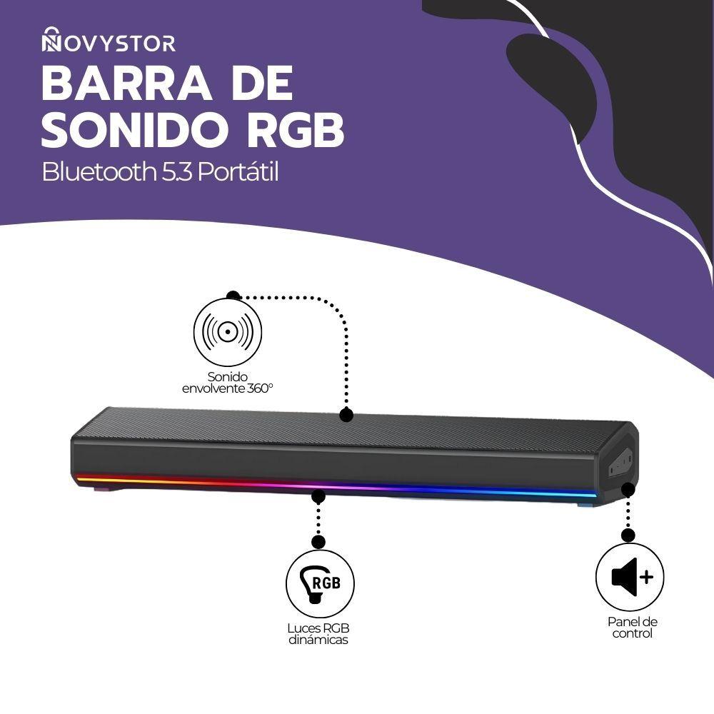 Barra de Sonido Parlante Inalámbrico 5.3 Negro + Luces RGB-2