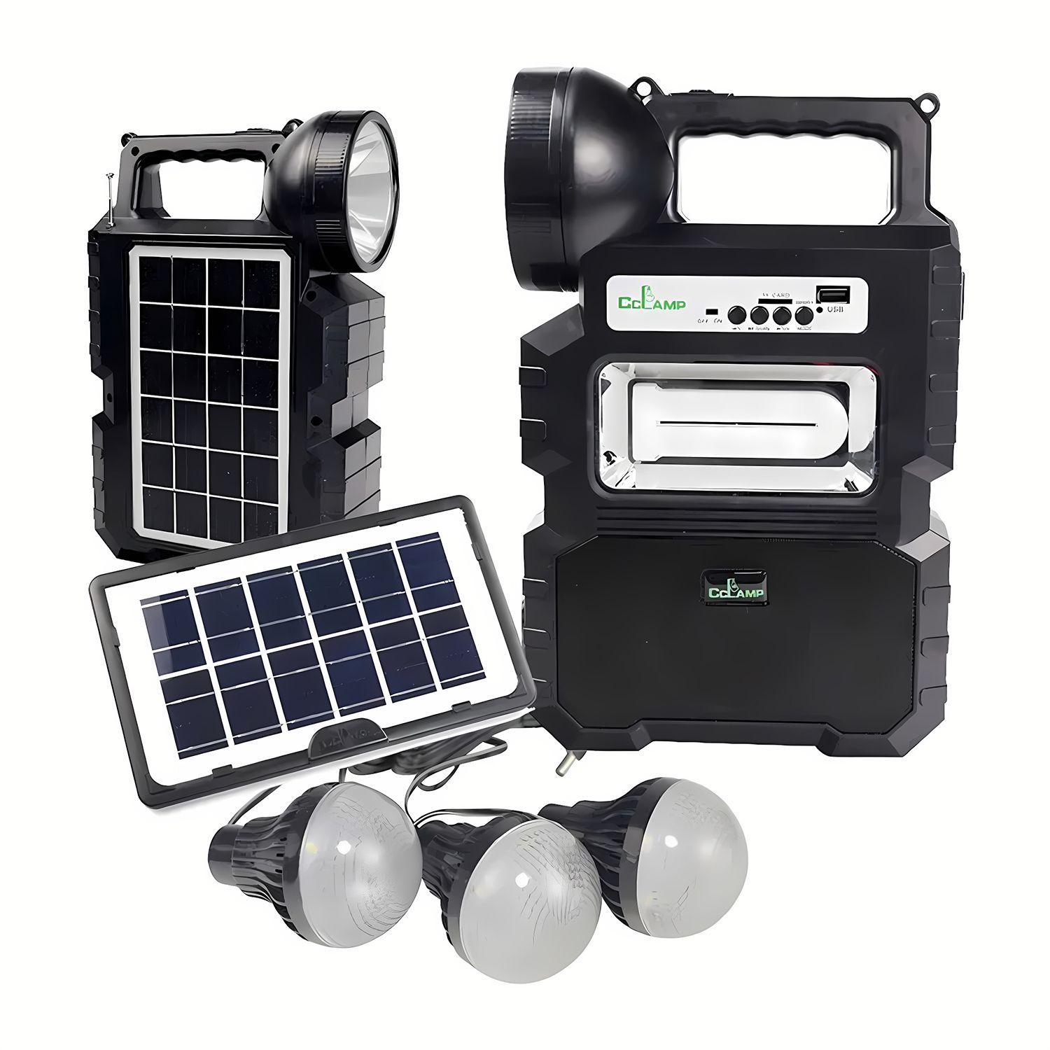 Kit Solar De Camping Emergencia Bluetooth+radio+linterna+usb-0