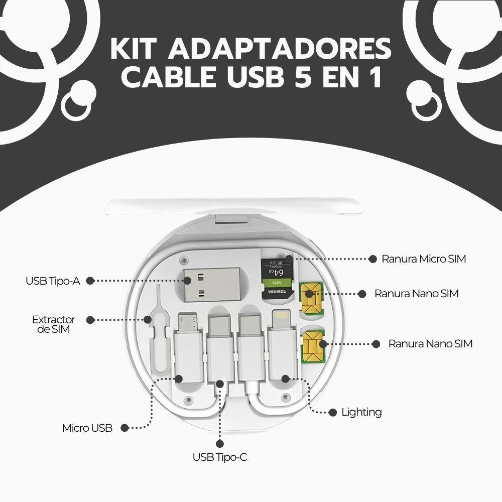 Kit Adaptadores Cable Usb 5 En 1 Usb C Micro 60w Para Iphone-2