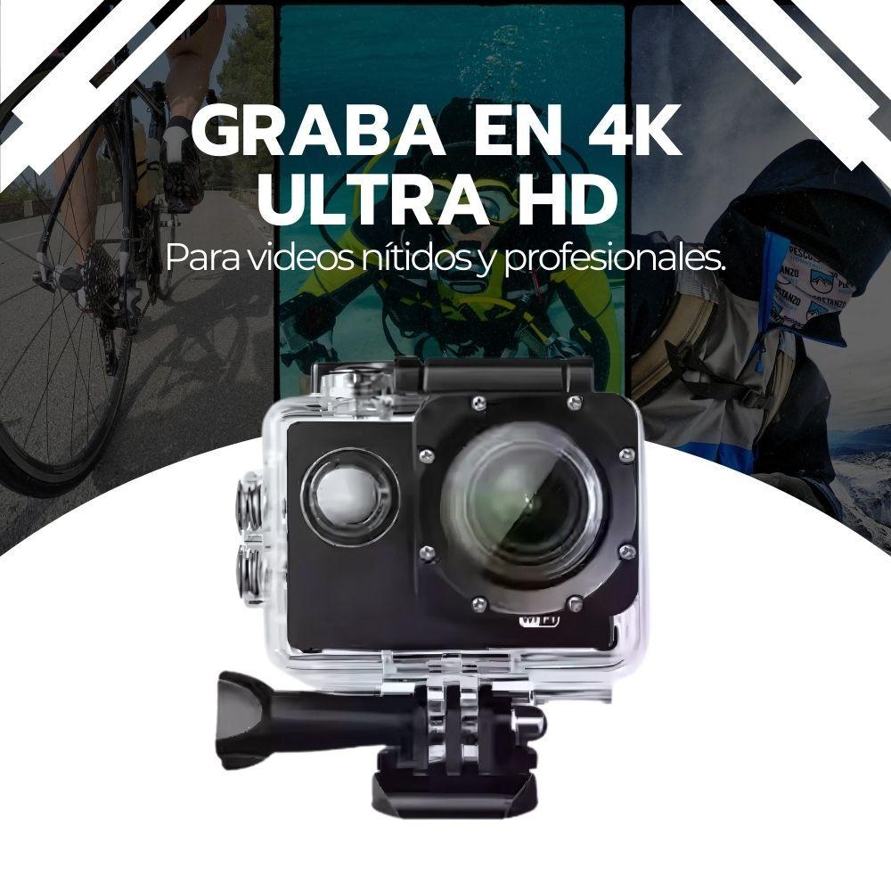 Cámara de Acción Deportiva 4K Wifi Sumergible Gran Angular-4