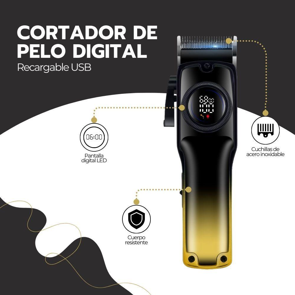 Cortadora De Pelo Digital Pantalla LCD Recargable USB Pro-3