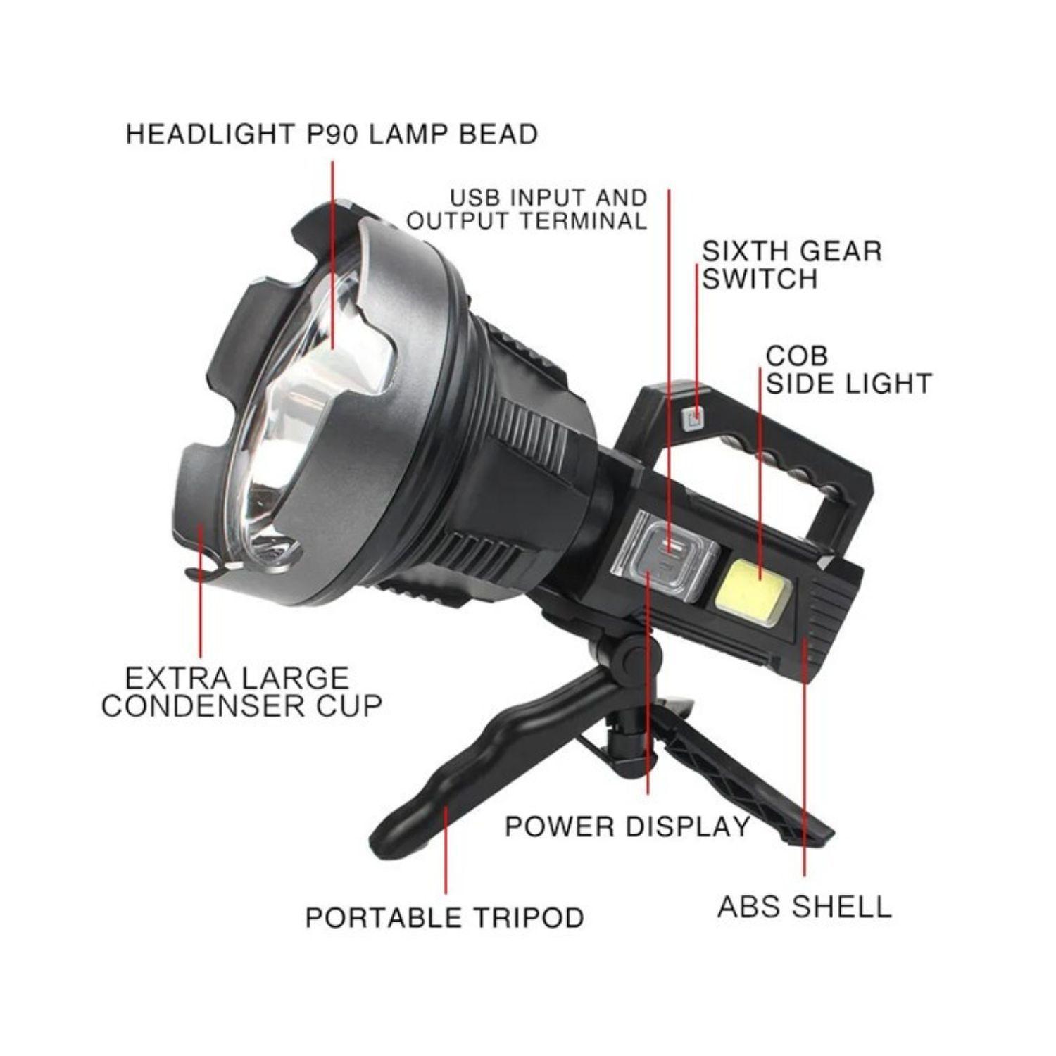 Lampara de mano usb 150 W Linterna Foco Led  Multifuncional-2