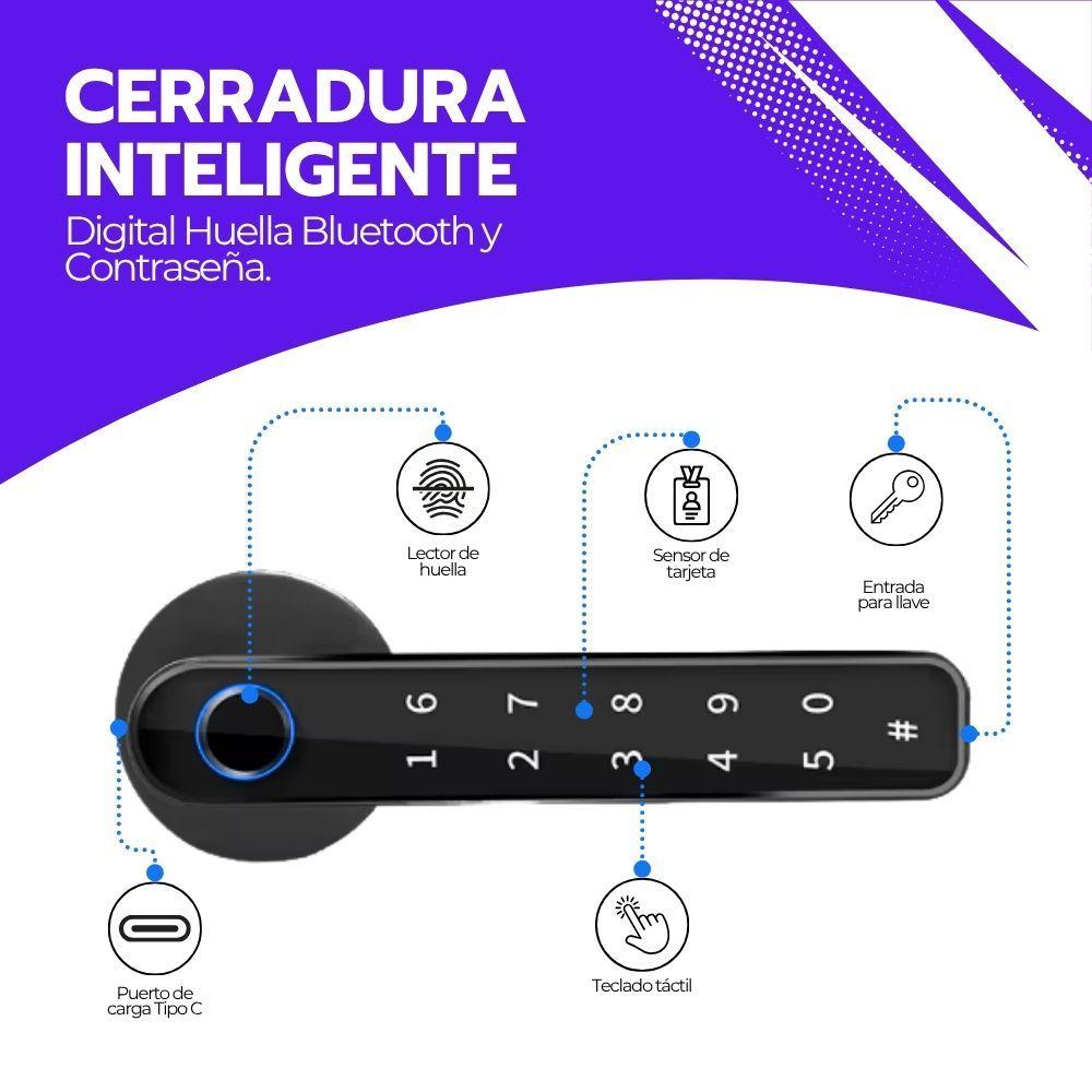 Cerradura Inteligente Digital Huella Bluetooth y Contraseña-2
