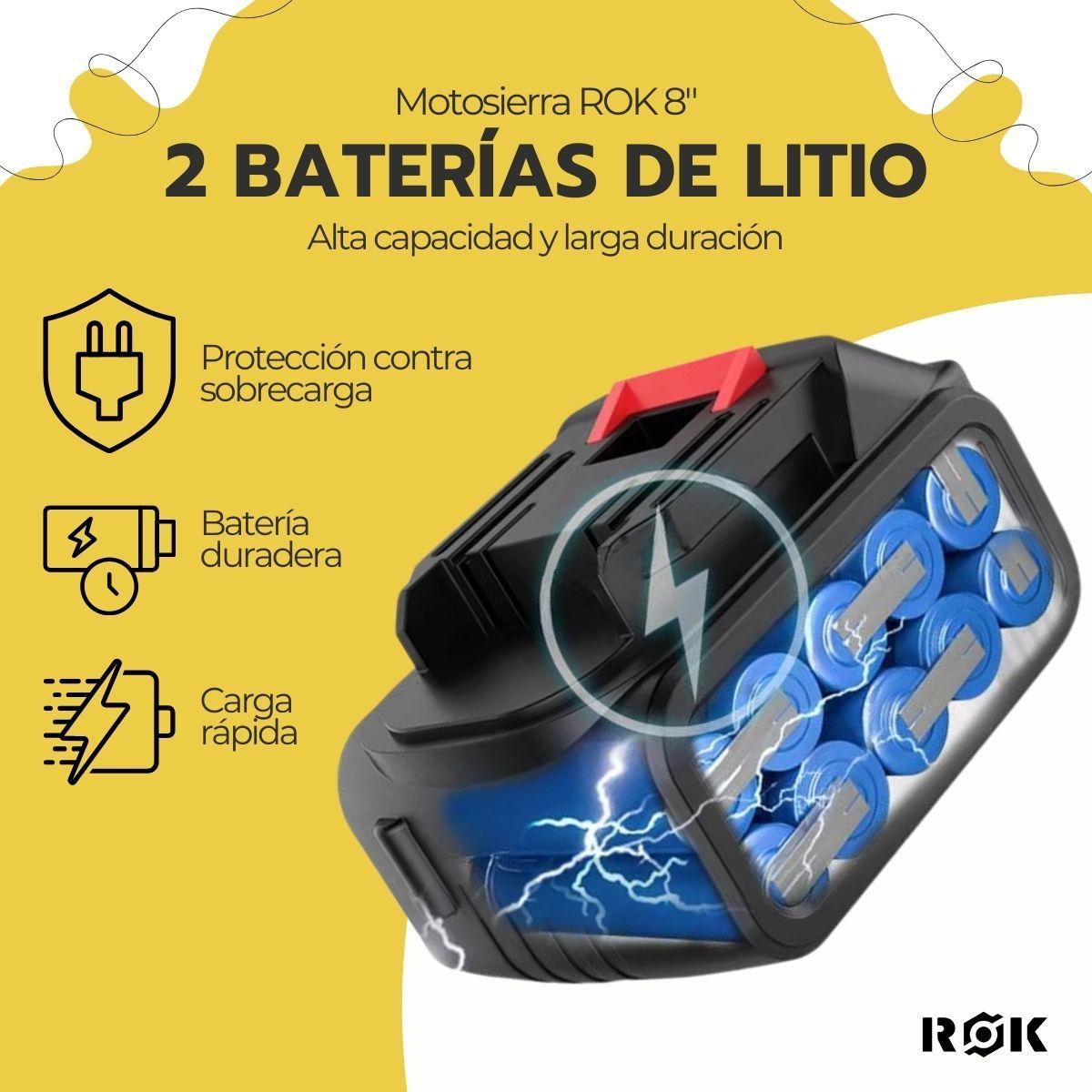 Motosierra Inalámbrica ROK 8" 21V + 2 Baterías y Cargador-7