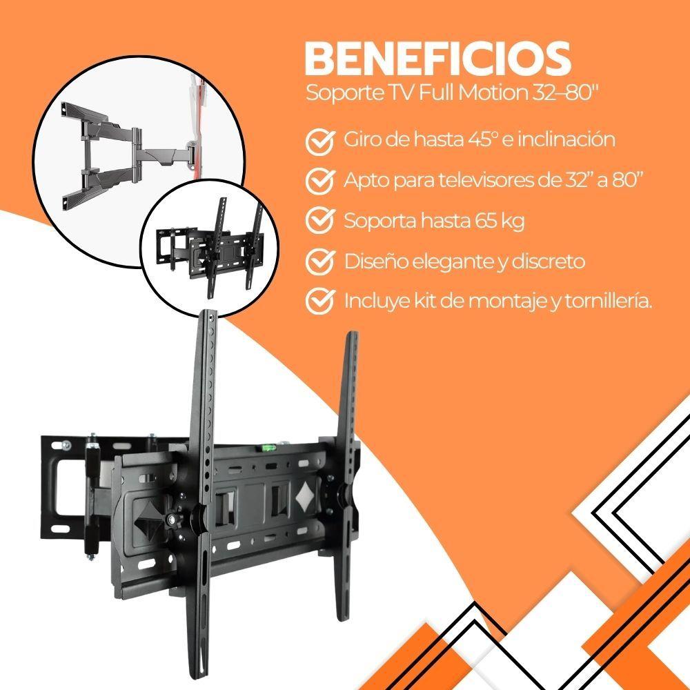 Soporte TV Doble Brazo 32-80" Articulado Acero Resistente-3