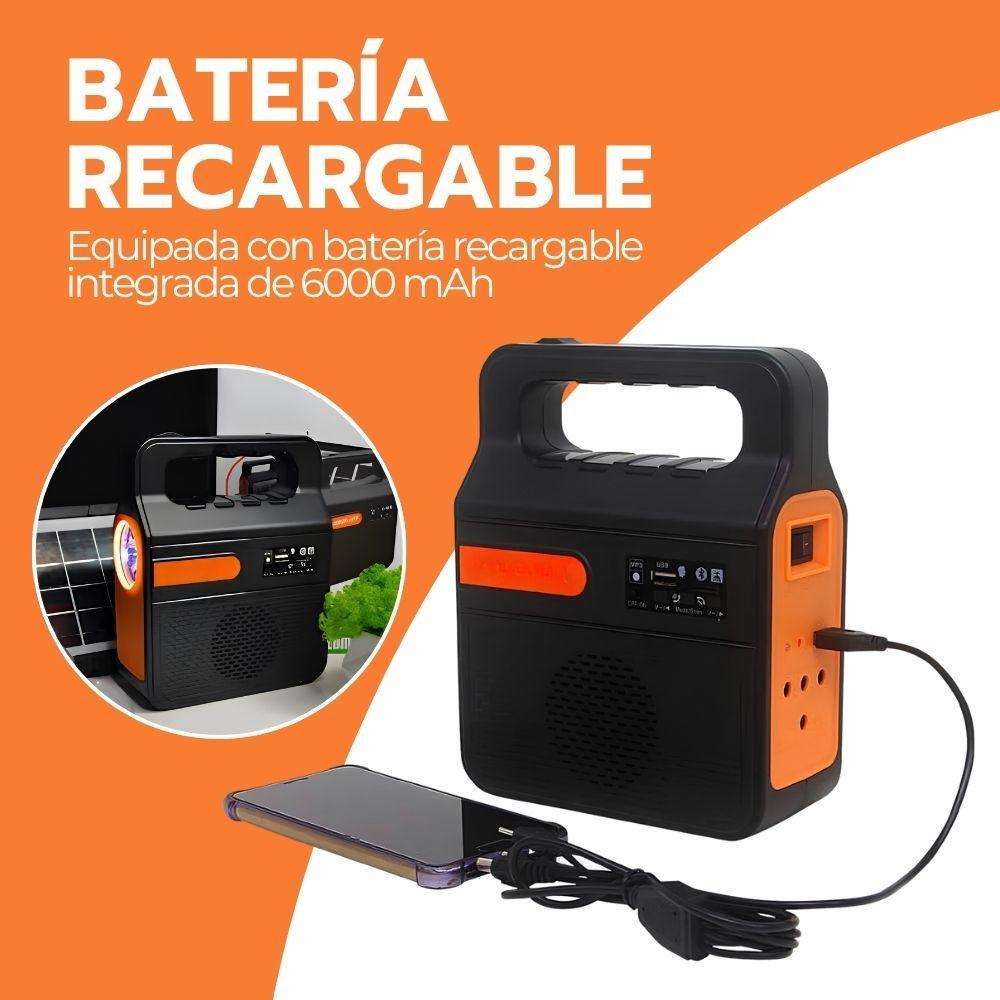 Kit Solar Portátil Linterna Radio Bluetooth MP3 3 Ampolletas LED Panel Carga Emergencia Camping-4