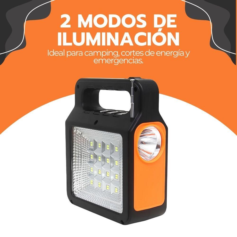 Kit Solar Portátil Linterna Radio Bluetooth MP3 3 Ampolletas LED Panel Carga Emergencia Camping-9