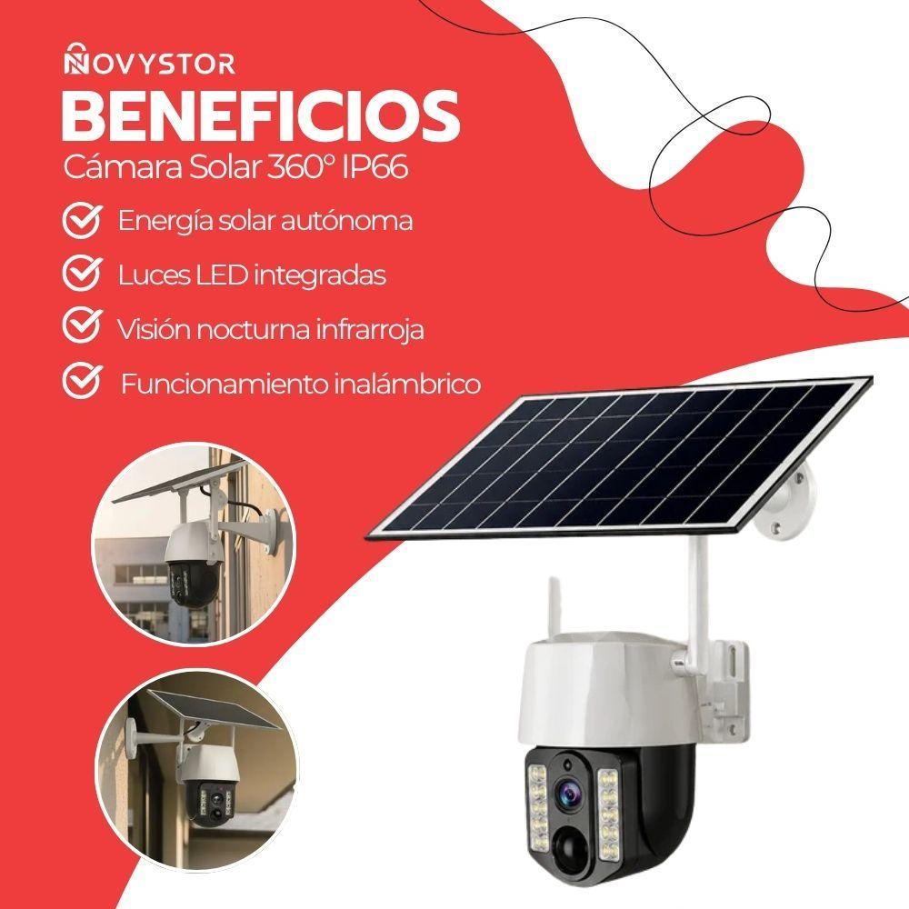 Cámara Seguridad Solar WiFi 5MP IP66 Visión Nocturna 360° Detección Movimiento App V380 Blanco 128GB-3