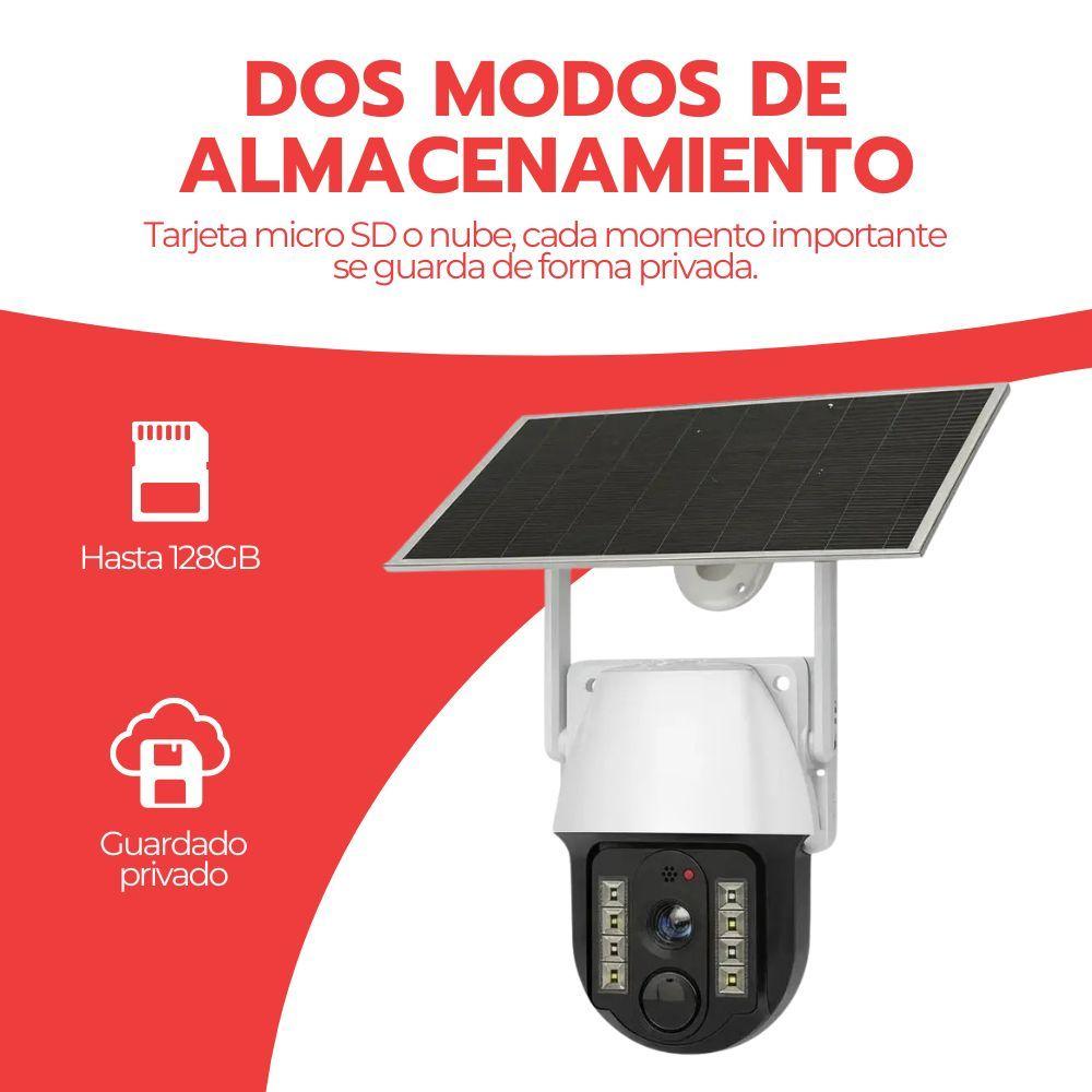 Cámara Seguridad Solar WiFi 5MP IP66 Visión Nocturna 360° Detección Movimiento App V380 Blanco 128GB-5
