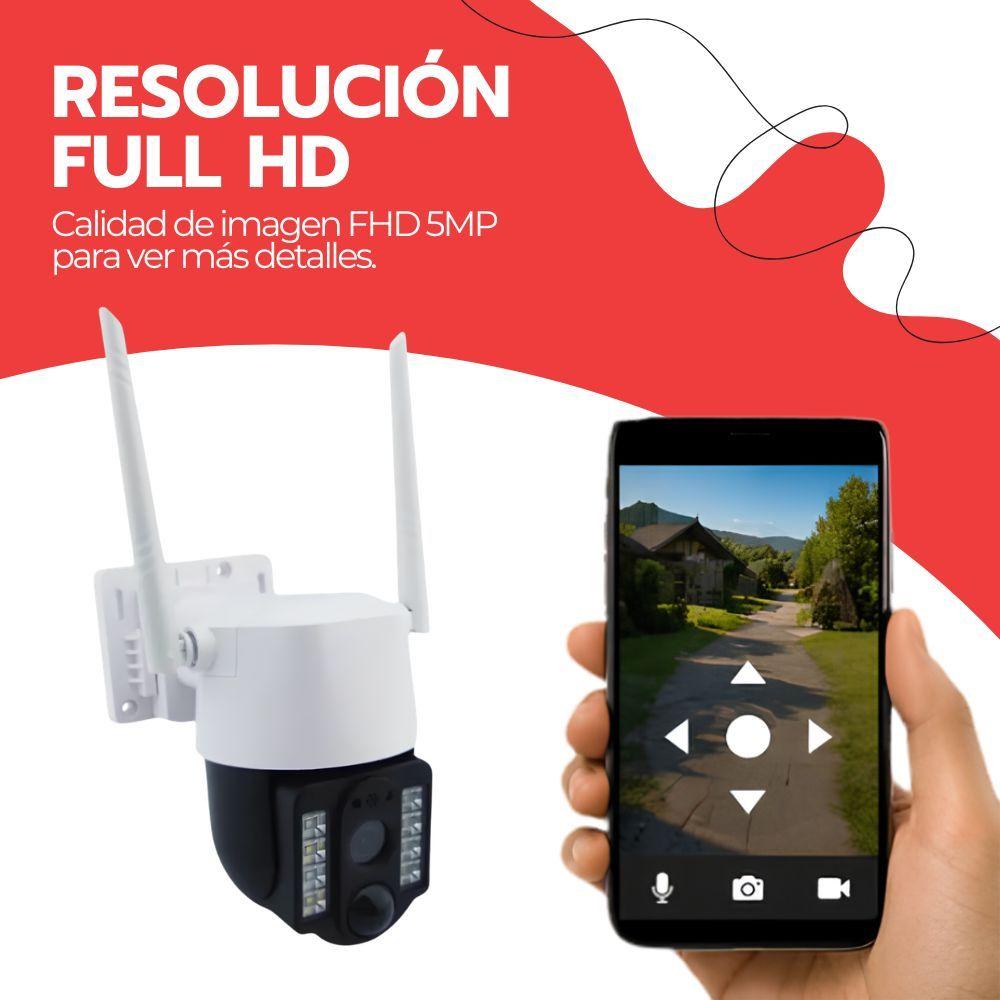 Cámara Seguridad Solar WiFi 5MP IP66 Visión Nocturna 360° Detección Movimiento App V380 Blanco 128GB-9
