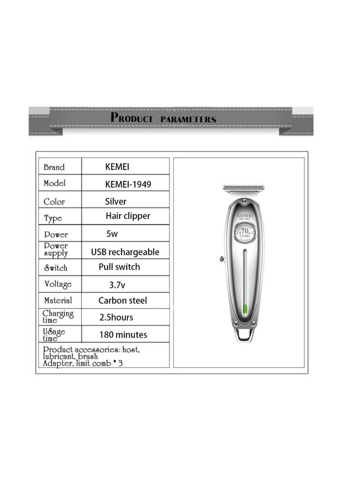 Patillera Trimmer Recargable Kemei 70 Años KM1949-5