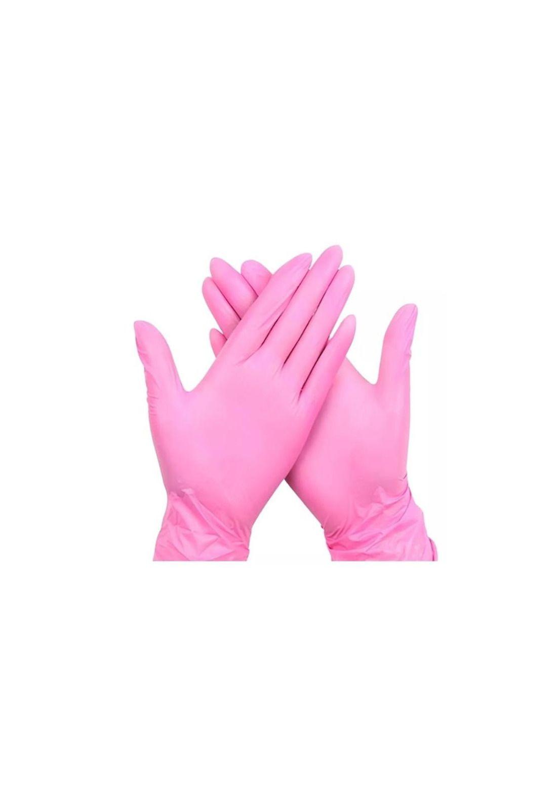 Guantes De Nitrilo Rosado Clean Carrier 100un Talla M-0