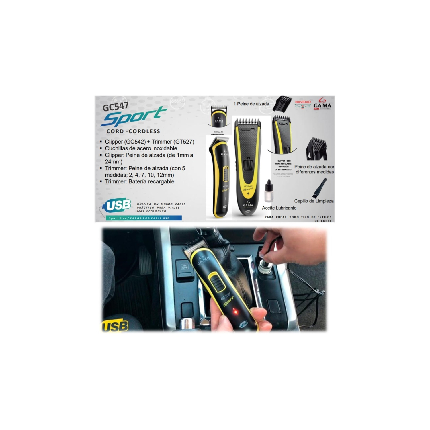 Combo Gama Maquina Corta Pelo GC542 + Desvelladora GT527 Sport-5