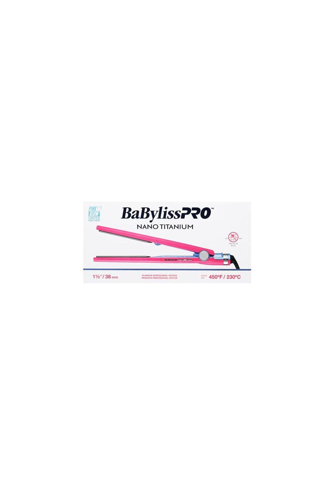 Plancha BabylissPro Nano Titanium Pink Glow 1 1/2 38MM-2