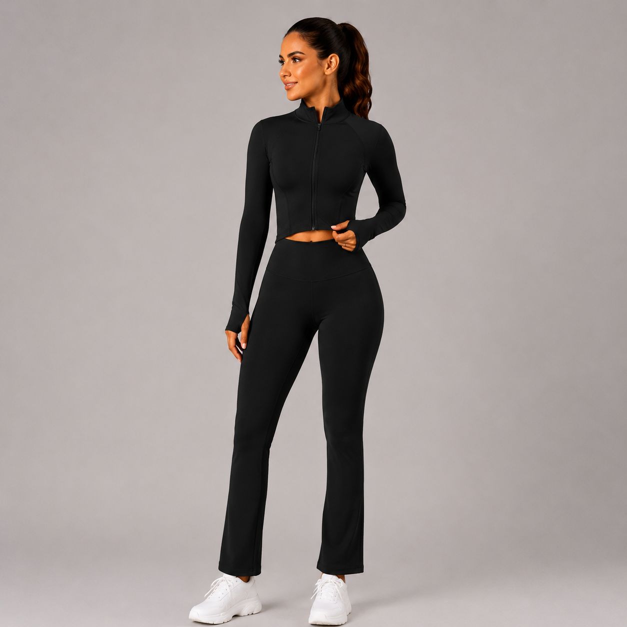 Conjunto Deportivo Chaqueta Crop Con Cierre Y Calza-2