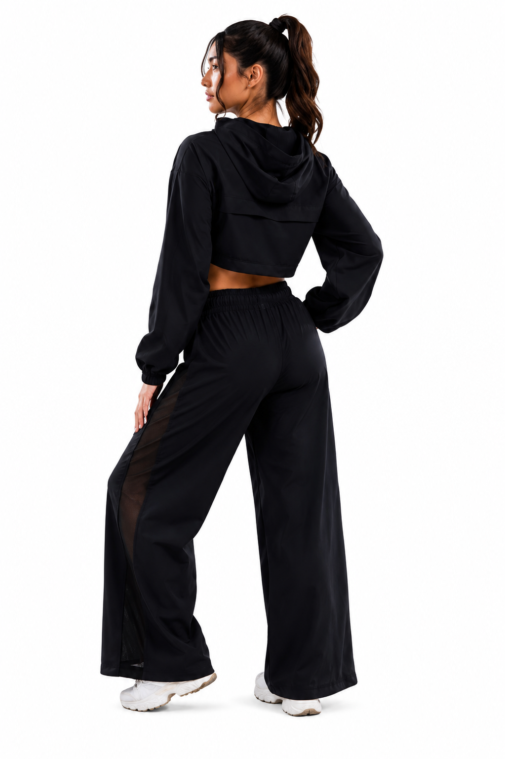 Conjunto Deportivo Palazzo +chaqueta Crop Con Capucha-5