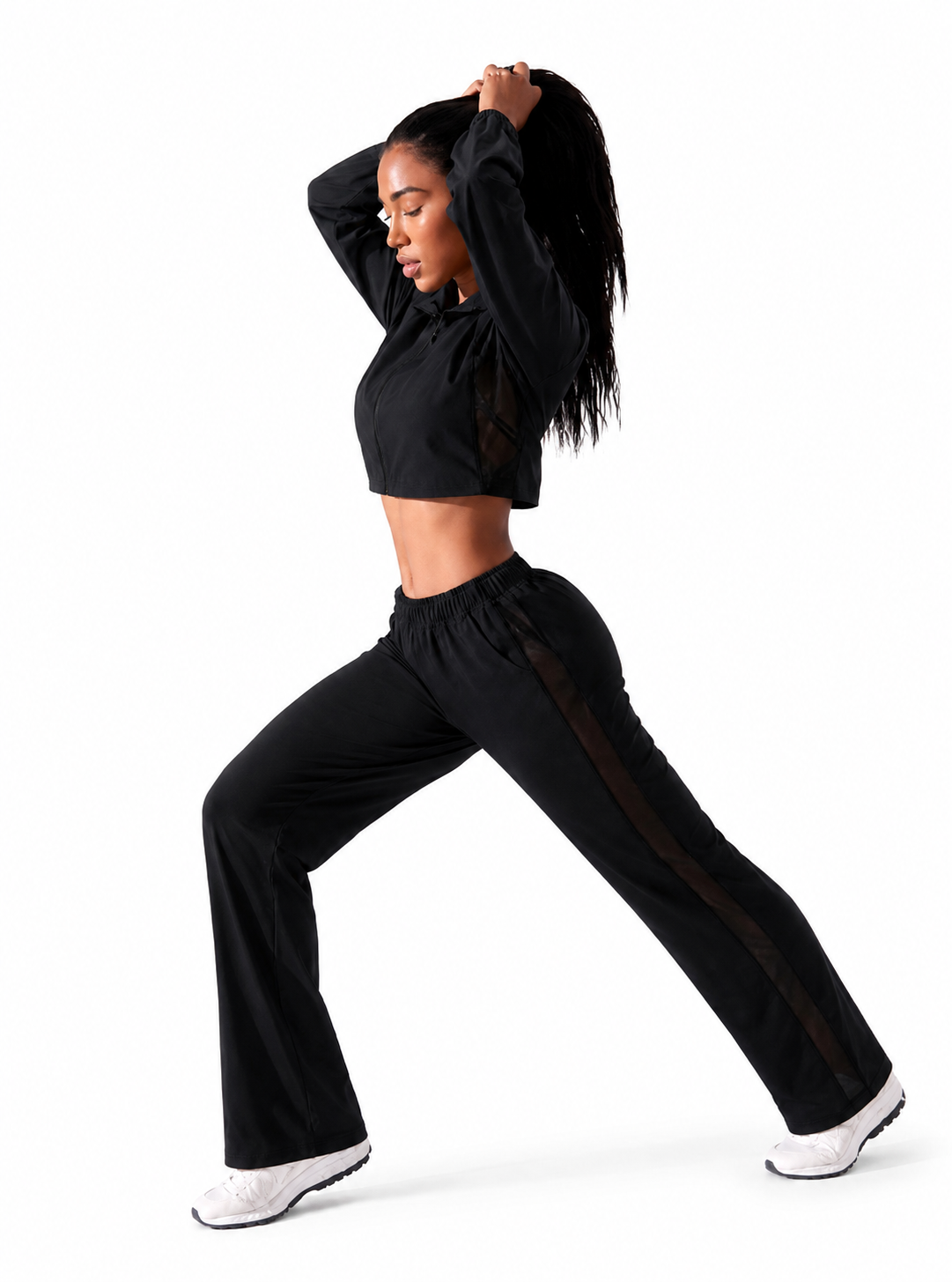 Conjunto Deportivo Palazzo +chaqueta Crop Con Capucha-7