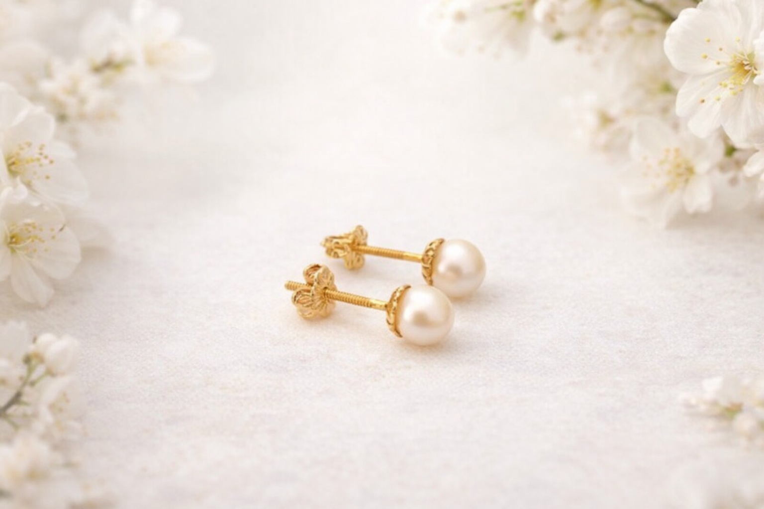 Aros Perla Cultivada 4mm Casquillo No2 Oro 18K Nacional-1