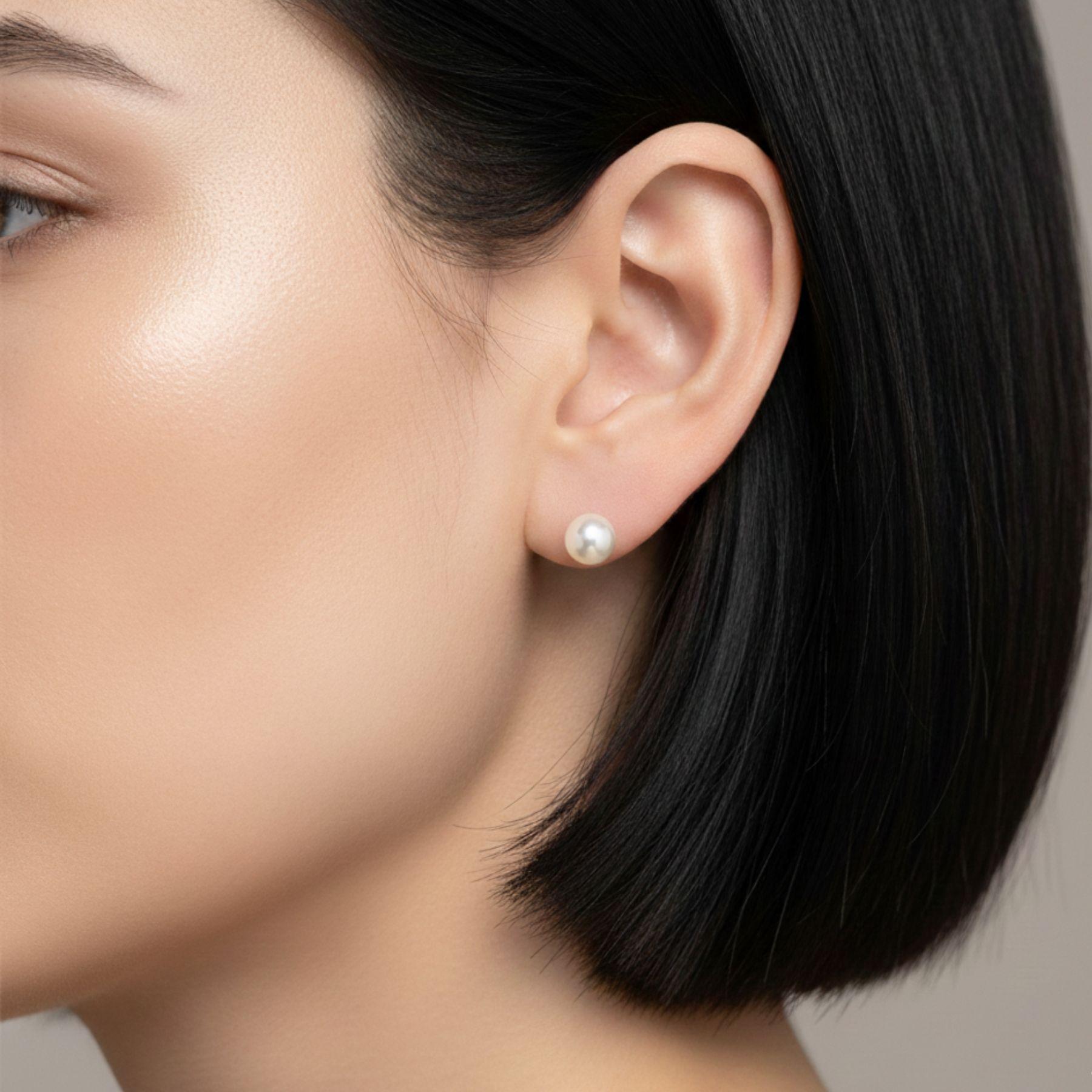 Aros Perla Cultivada 4mm Casquillo No2 Oro 18K Nacional-3
