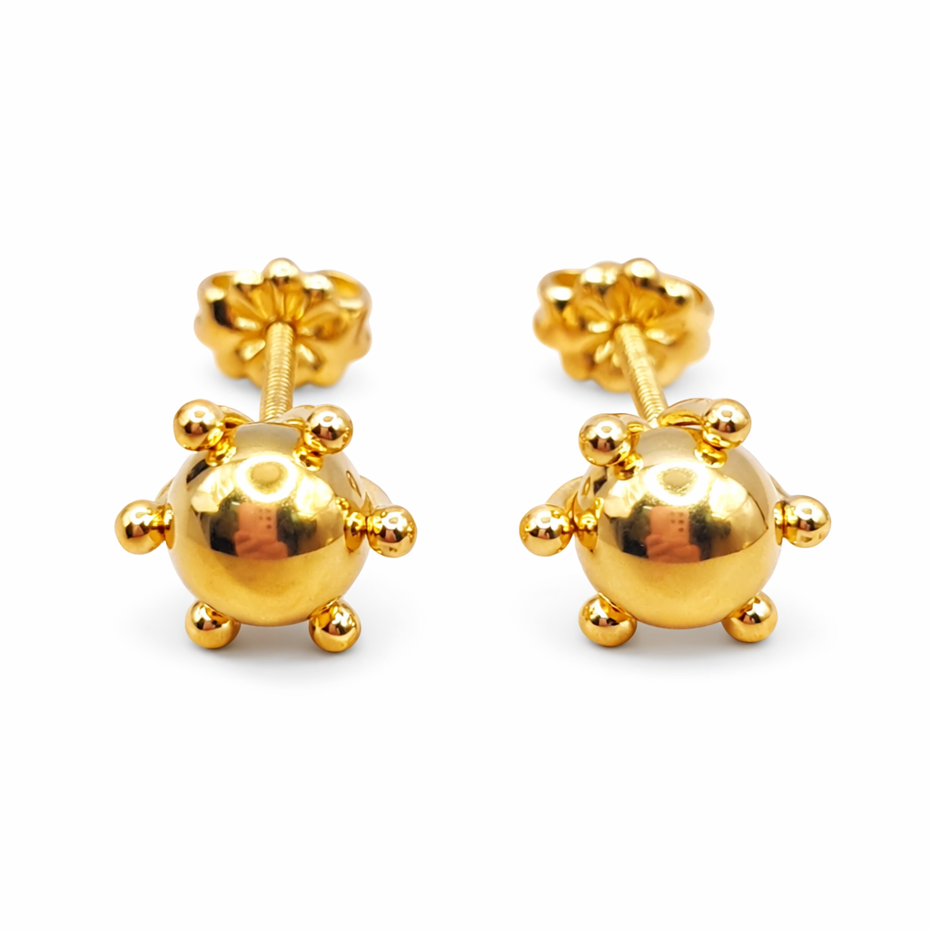 Aros Bolita Pistilo 9mm Oro 18k nacional No 6-0