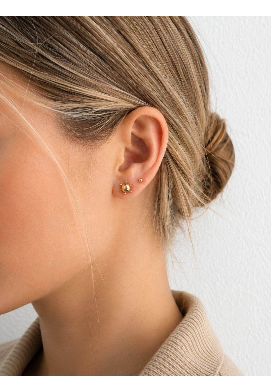 Aros Bolita Pistilo 9mm No6 Oro 18k 3.60gr Regalo Mujer Dorado-2