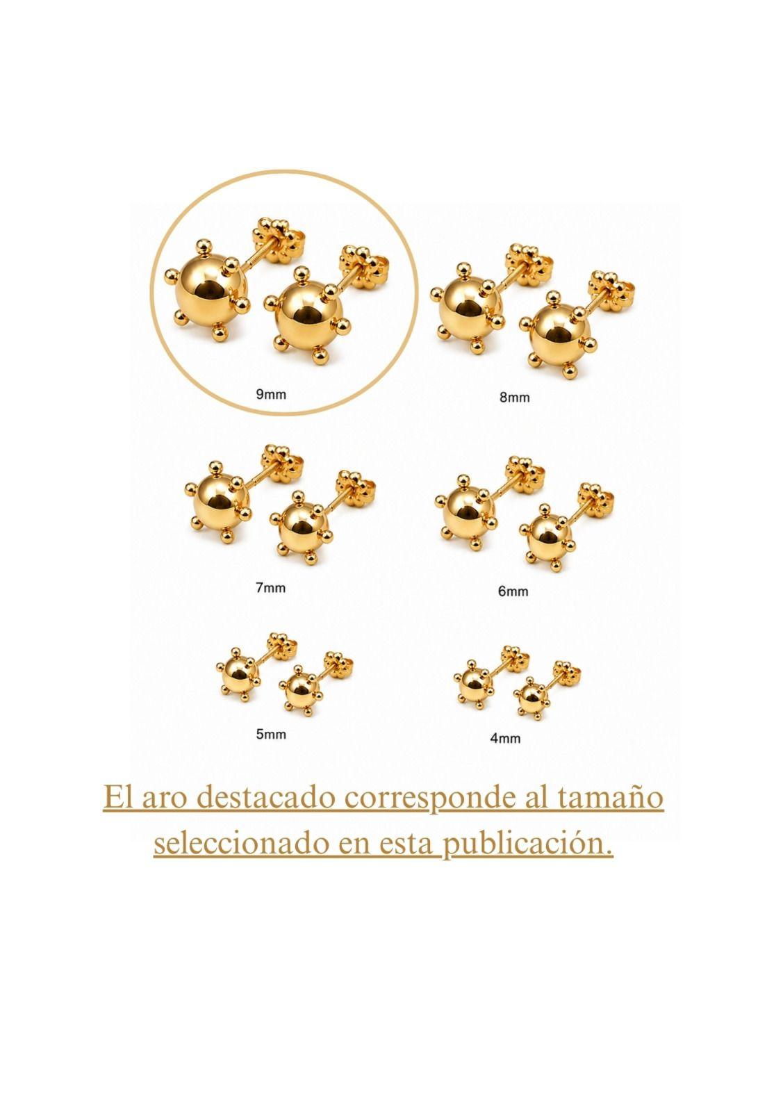 Aros Bolita Pistilo 9mm No6 Oro 18k 3.60gr Regalo Mujer Dorado-3