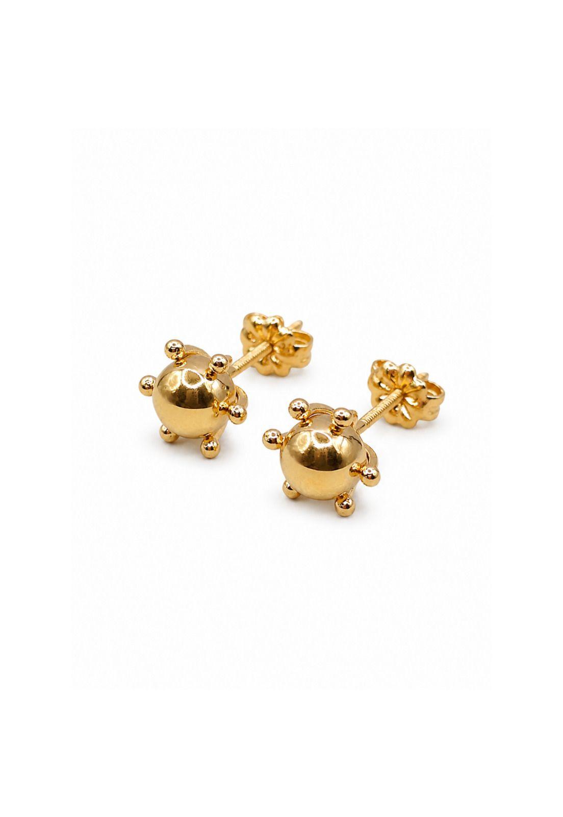Aros Bolita Pistilo 8mm No5 Oro 18k 2.30gr Regalo Mujer Dorado-0