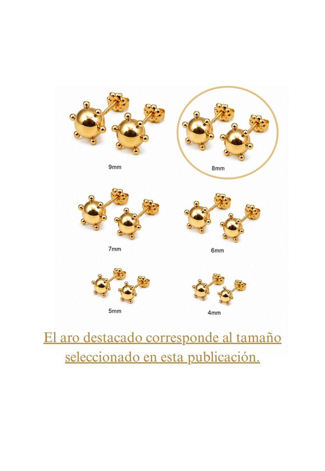 Aros Bolita Pistilo 8mm No5 Oro 18k 2.30gr Regalo Mujer Dorado-4