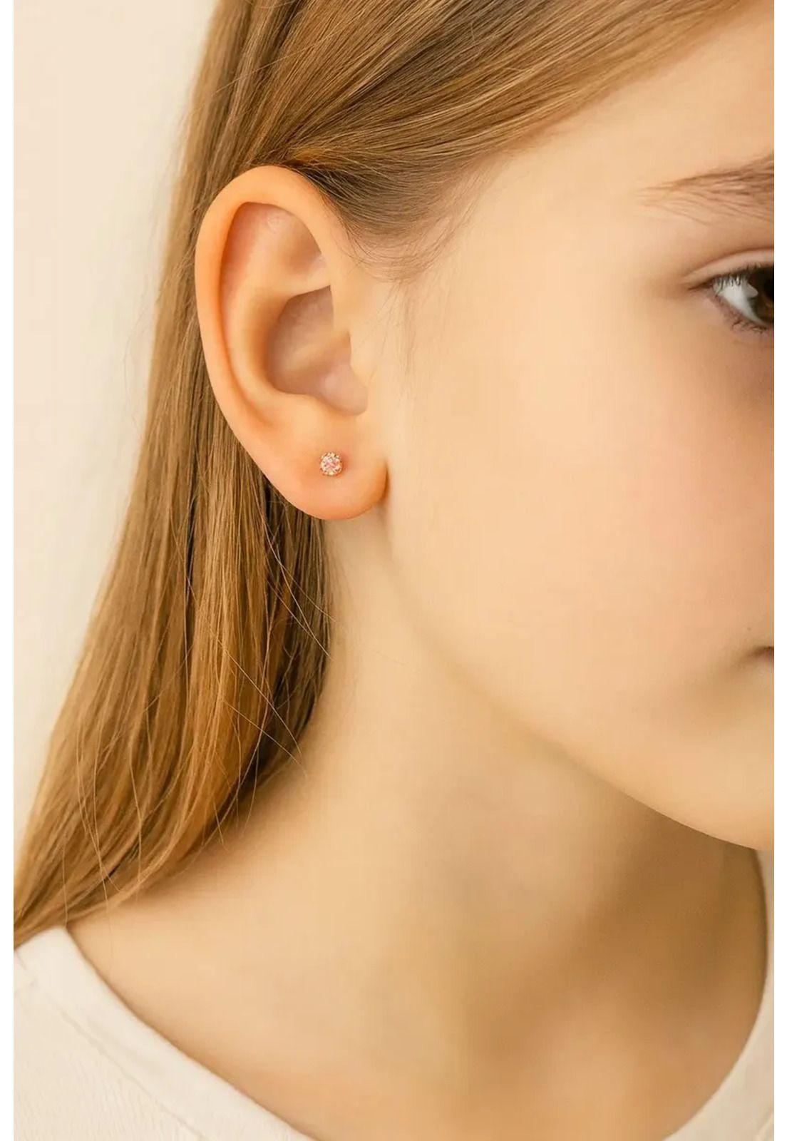 Aros Abridores Chispas 3mm Oro 18k Tope A Presión Bebé Niña-5