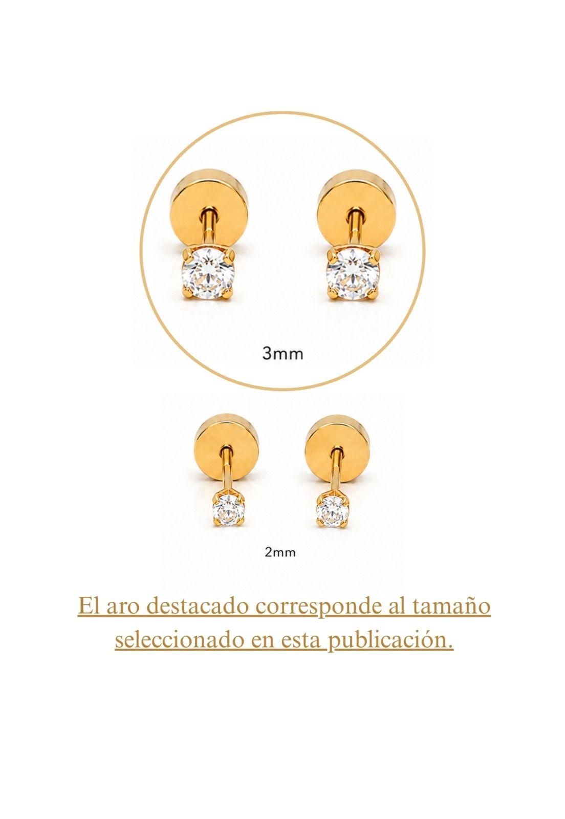 Aros Abridores Chispas 3mm Oro 18k Tope A Presión Bebé Niña-6