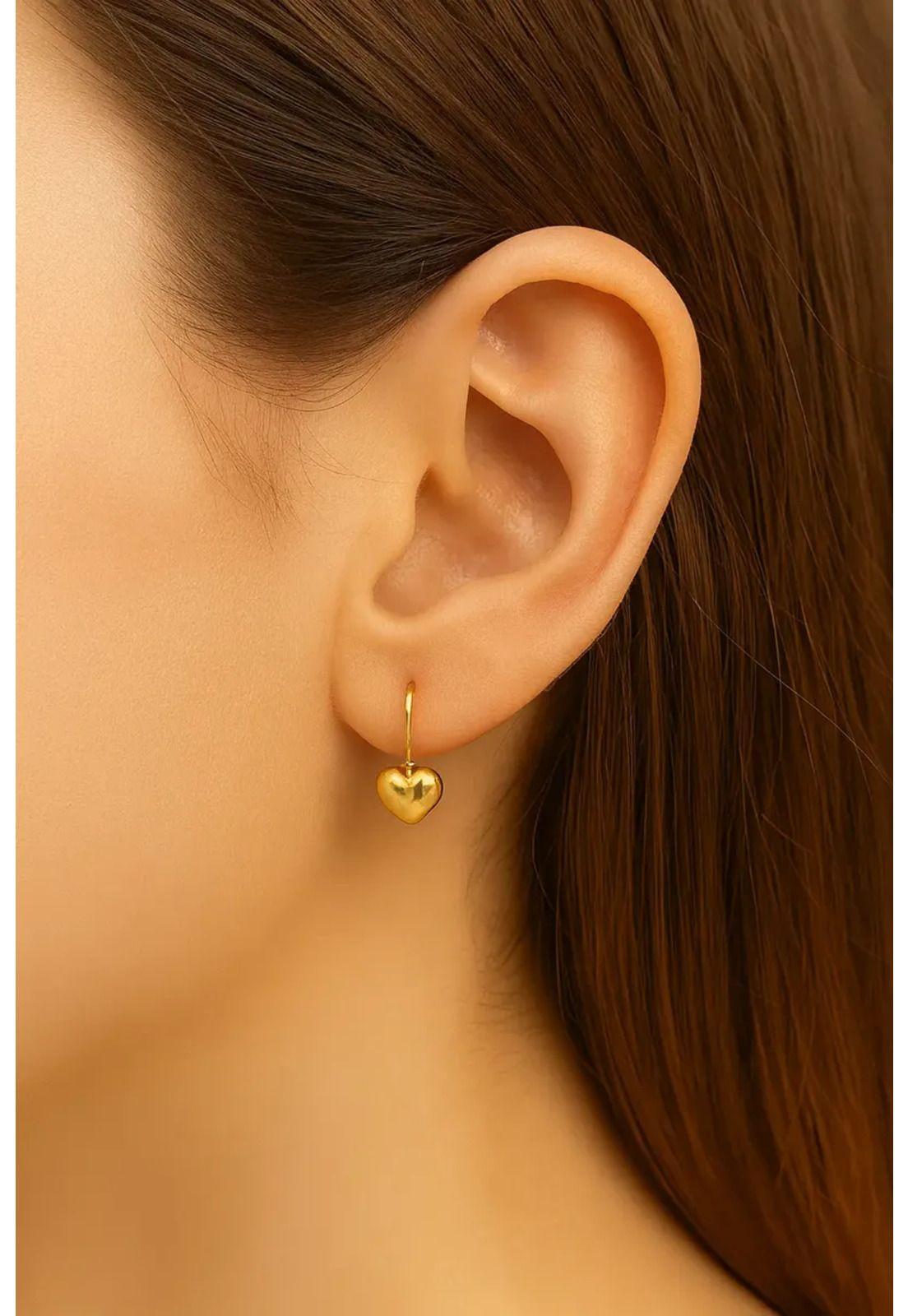 Aros Gancho Corazón 5mm Oro 18k Nacional 1gr Regalo Mujer Dorado-4