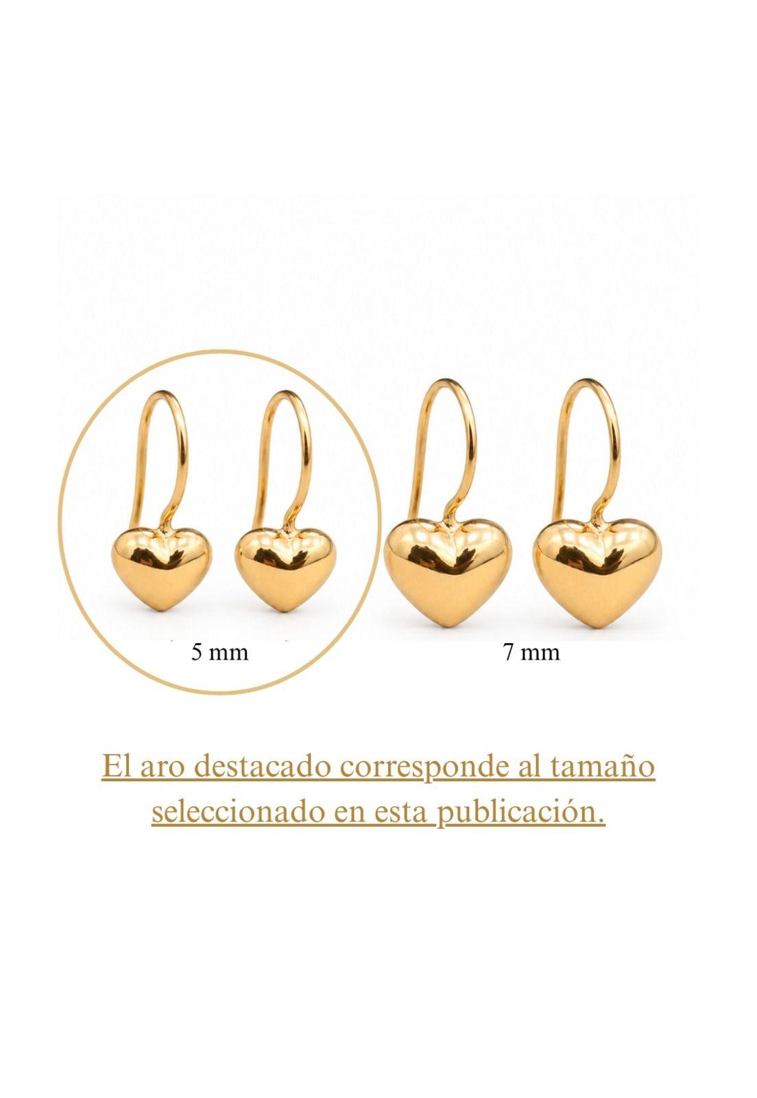 Aros Gancho Corazón 5mm Oro 18k Nacional 1gr Regalo Mujer Dorado-6