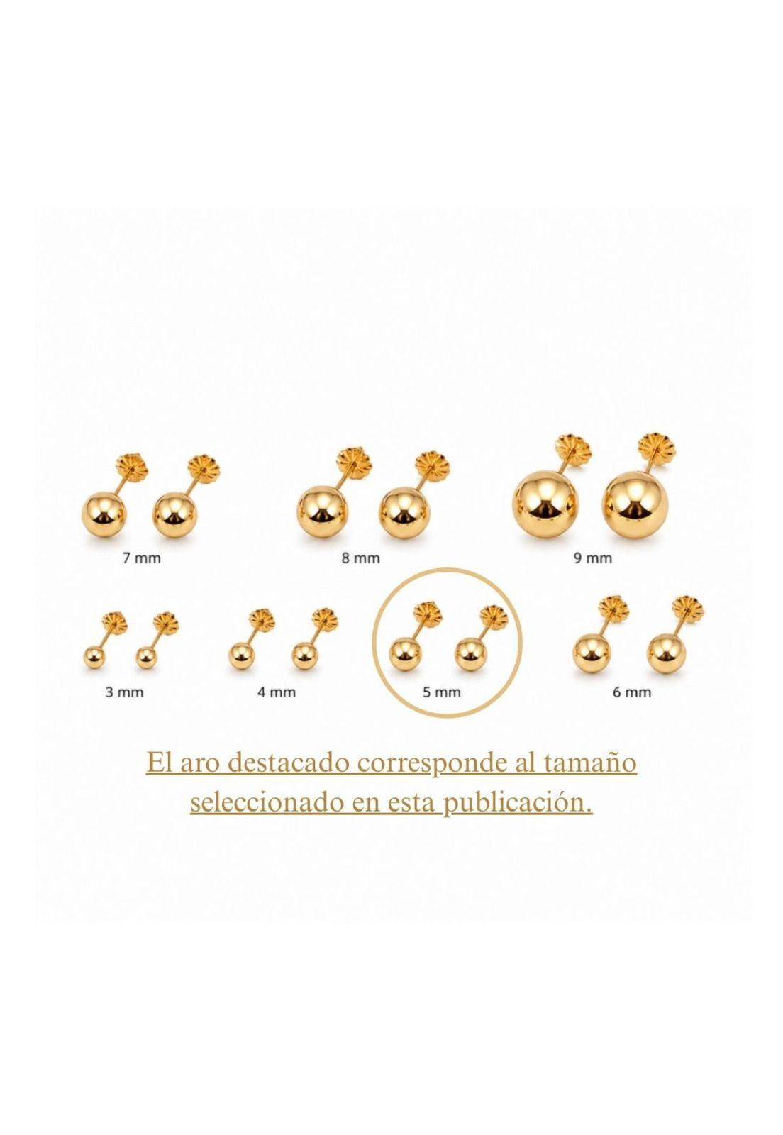 Aros Bolita 5mm N3 Oro18k 0.65gr Niña Juvenil Hipoalergénico Dorado-3