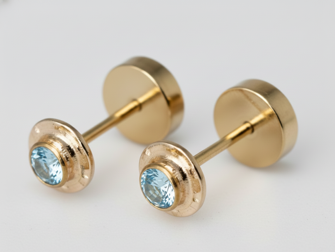 Aros Chatón Circón Abridores 5mm No2 Oro 14k-2