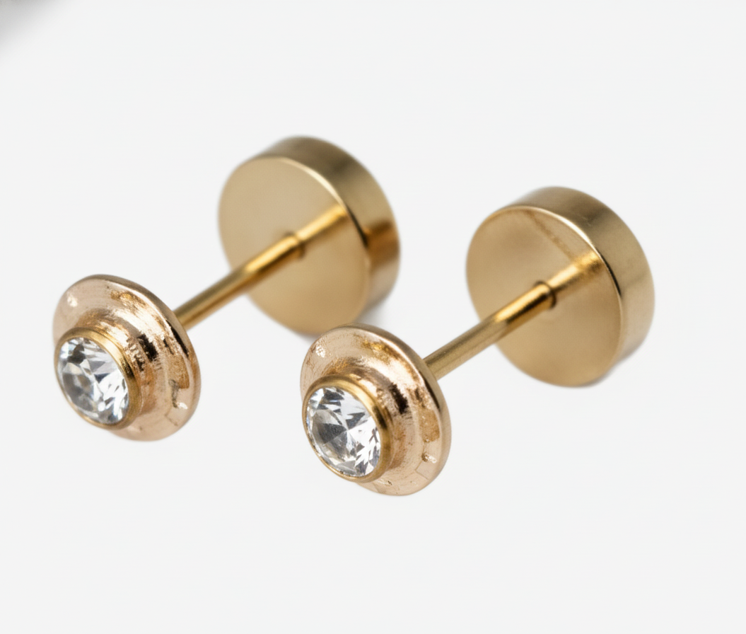 Aros Chatón Circón Abridores 5mm No2 Oro 14k-3