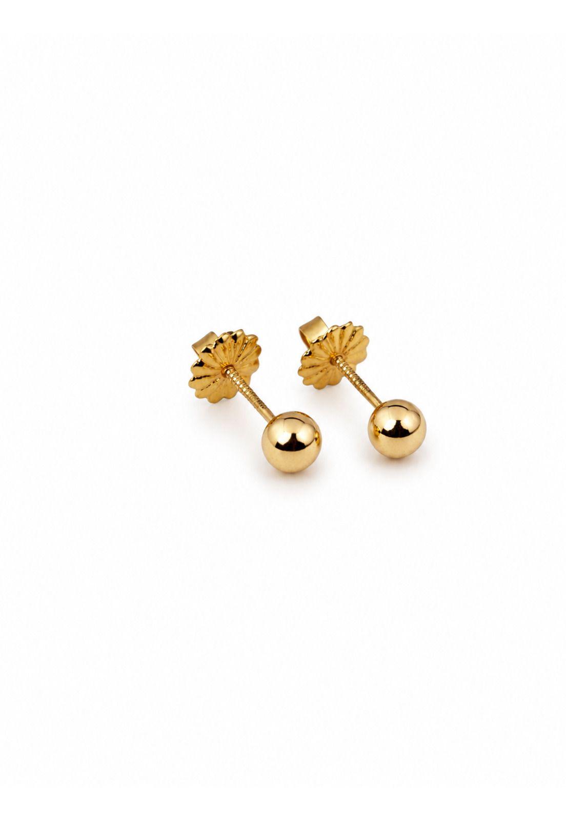 Aros Bolita 4mm N2 Oro 18k 0.55gr Bebé Niña Hipoalergénicos Dorado-0