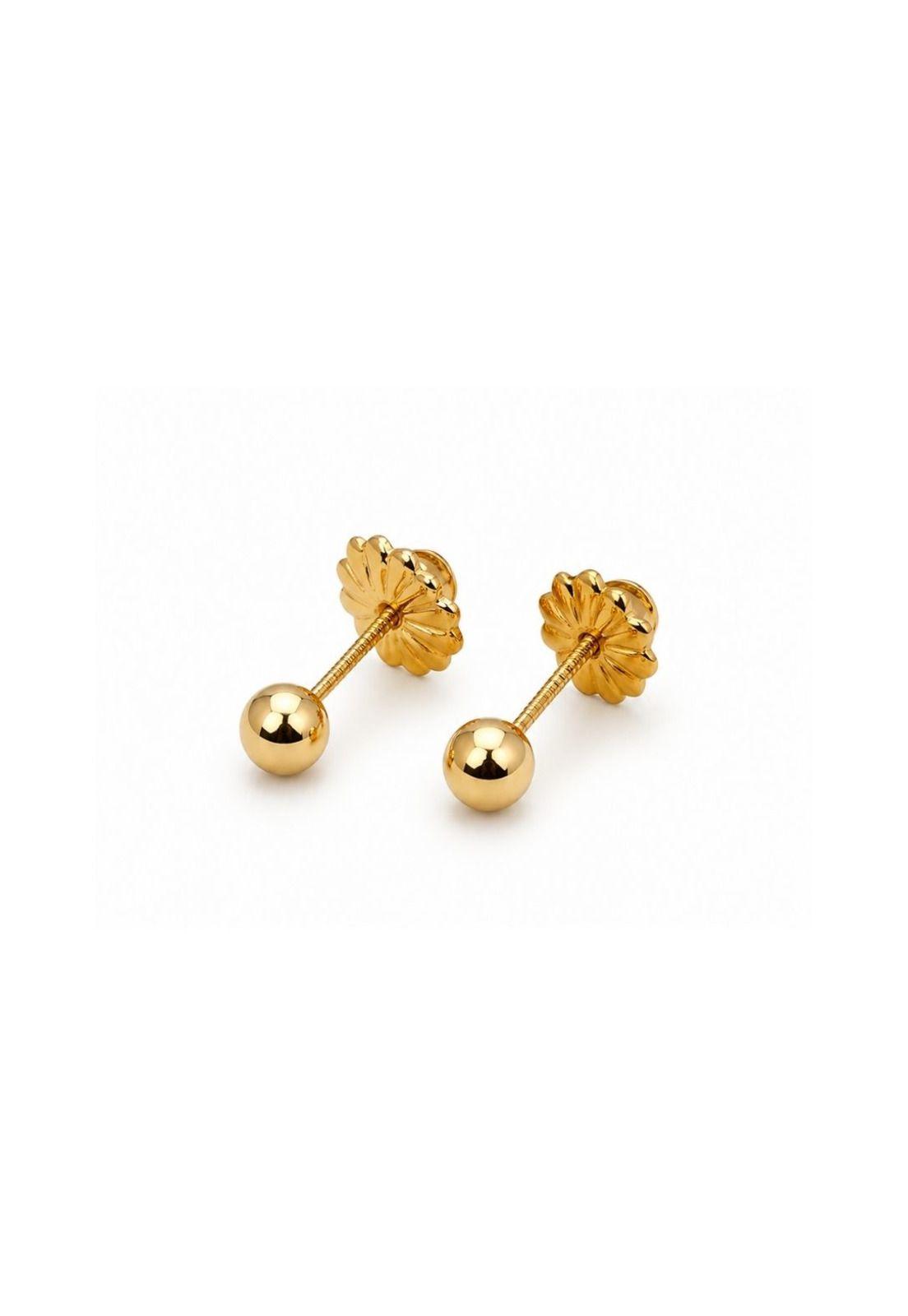 Aros Bolita 4mm N2 Oro 18k 0.55gr Bebé Niña Hipoalergénicos Dorado-1