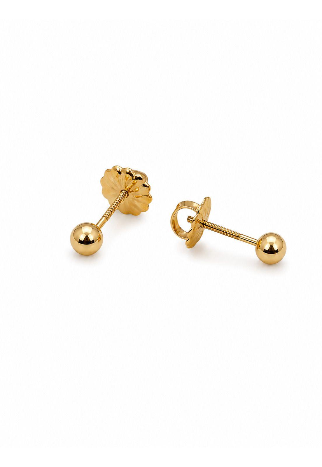 Aros Bolita 4mm N2 Oro 18k 0.55gr Bebé Niña Hipoalergénicos Dorado-2