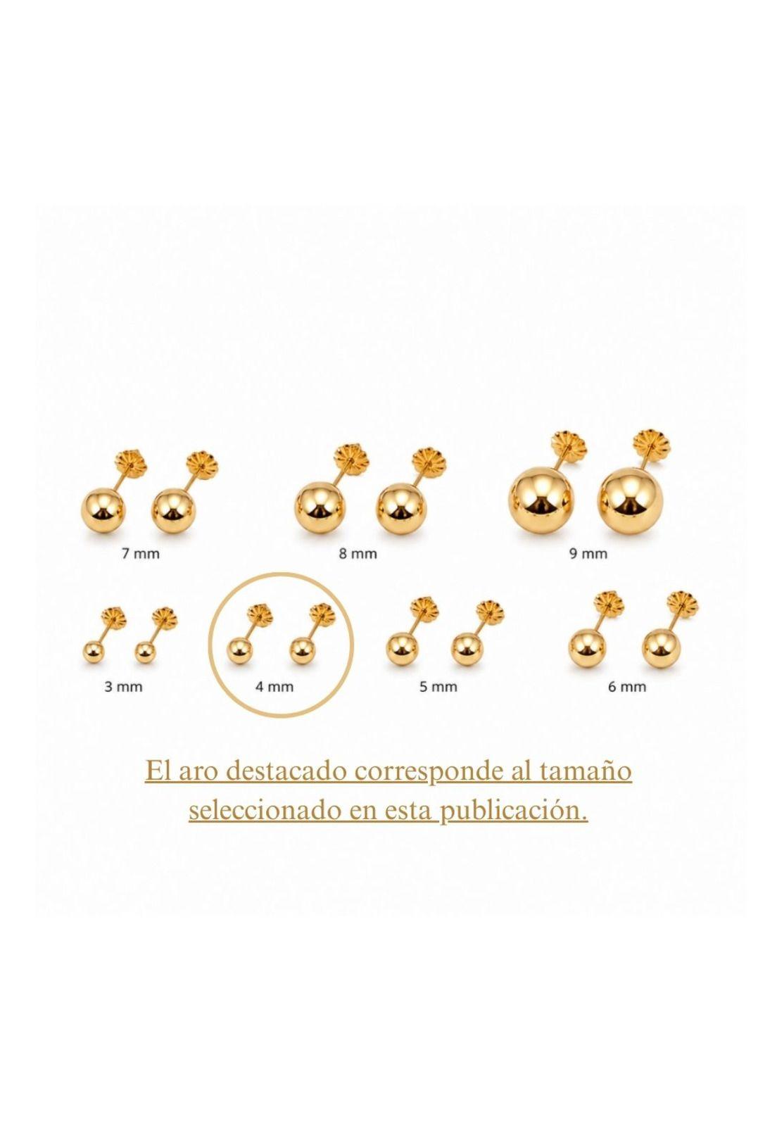 Aros Bolita 4mm N2 Oro 18k 0.55gr Bebé Niña Hipoalergénicos Dorado-5