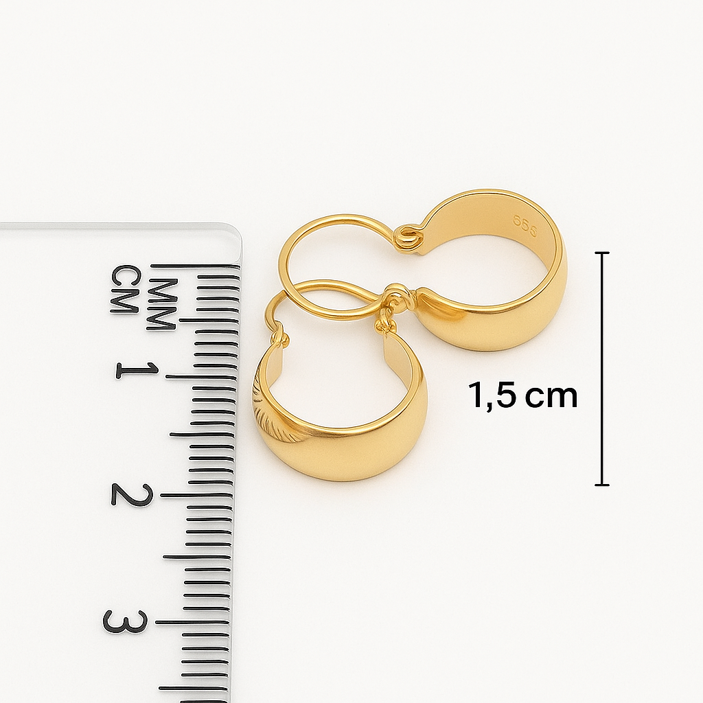 Aros Argollas Bote 1,5cm No1 Oro 18k nacional-2
