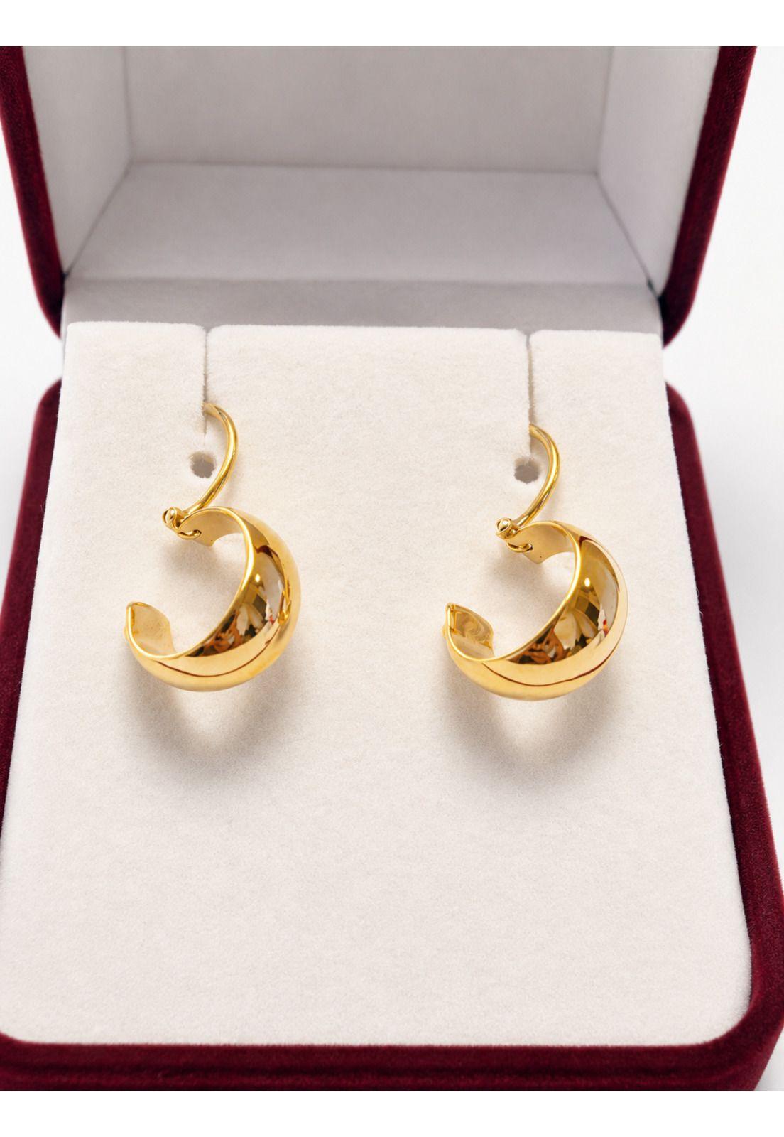 Aros Argolla Bote 1,5cm Largo N1 Oro 18k 1.50gr Mujer Regalo Dorado-2