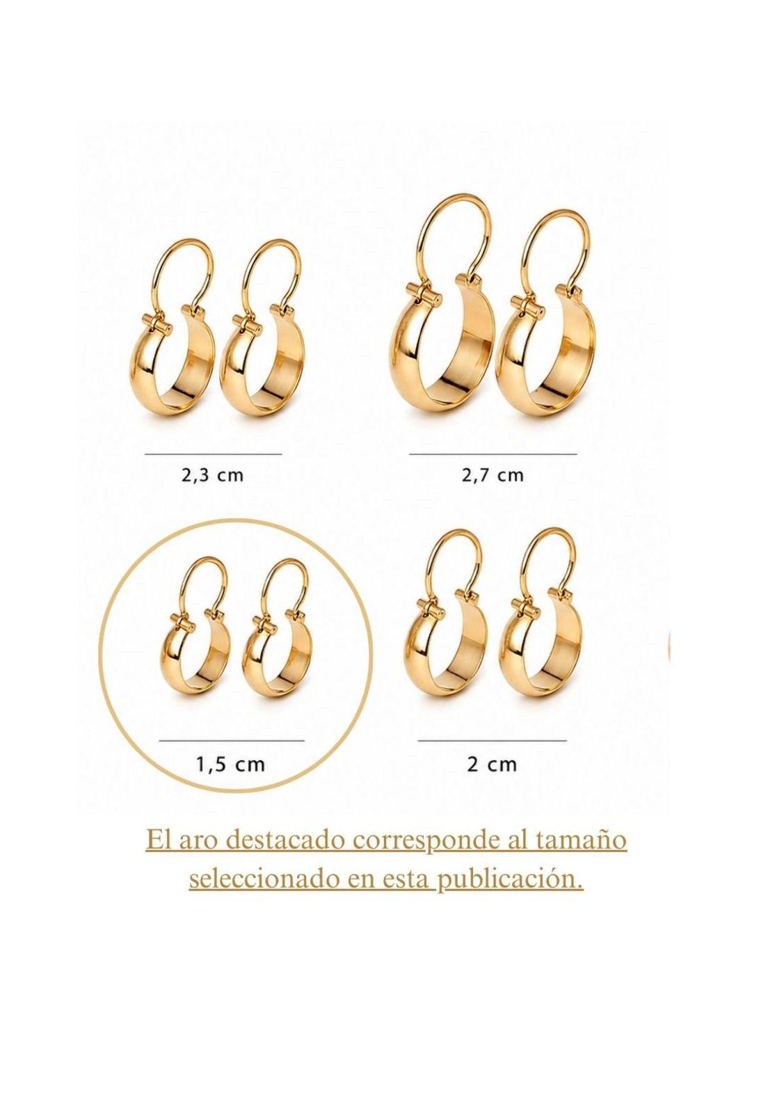 Aros Argolla Bote 1,5cm Largo N1 Oro 18k 1.50gr Mujer Regalo Dorado-5
