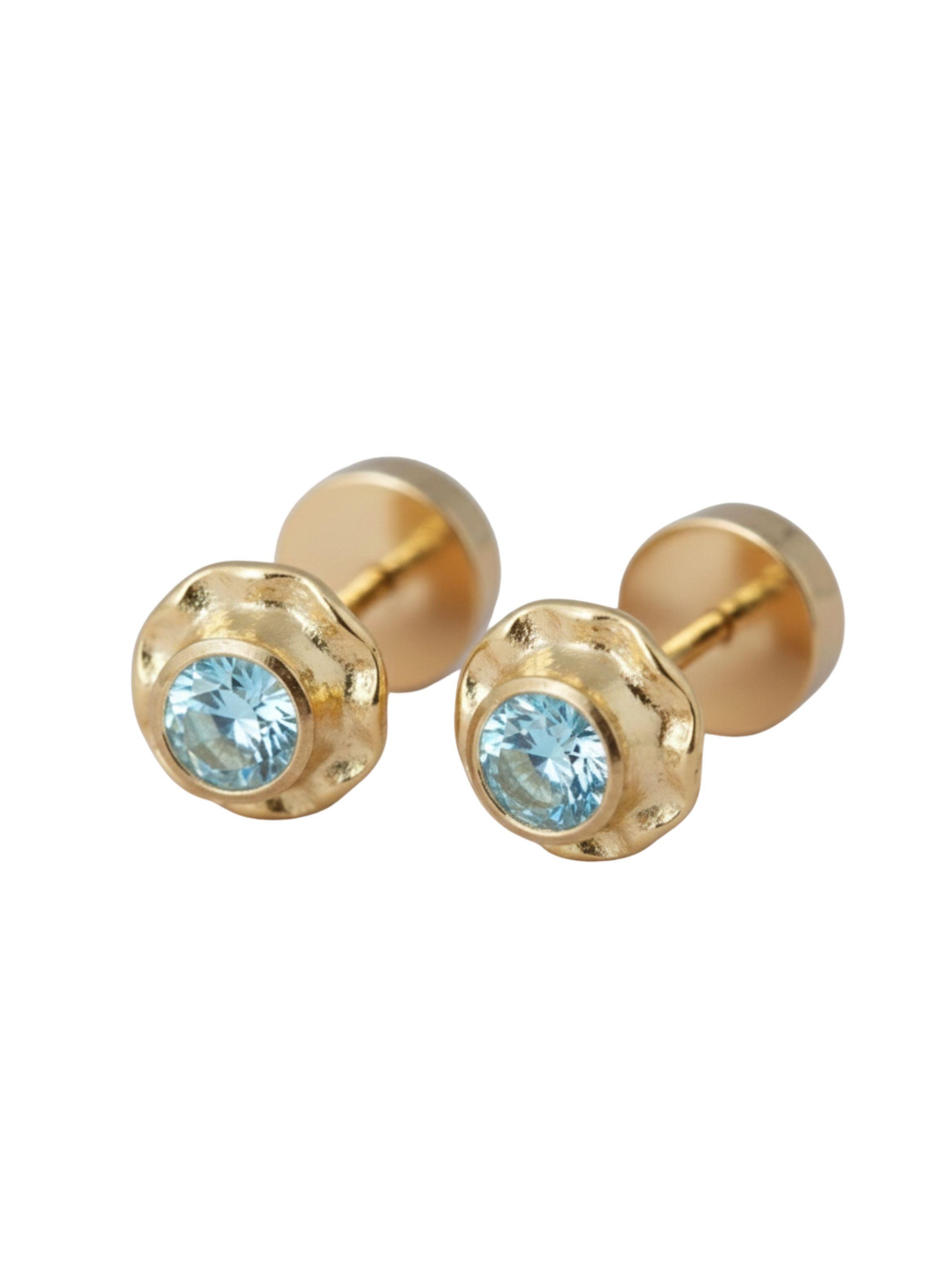 Aros Chatón Circón Abridores 4mm No1 Oro 14k-3