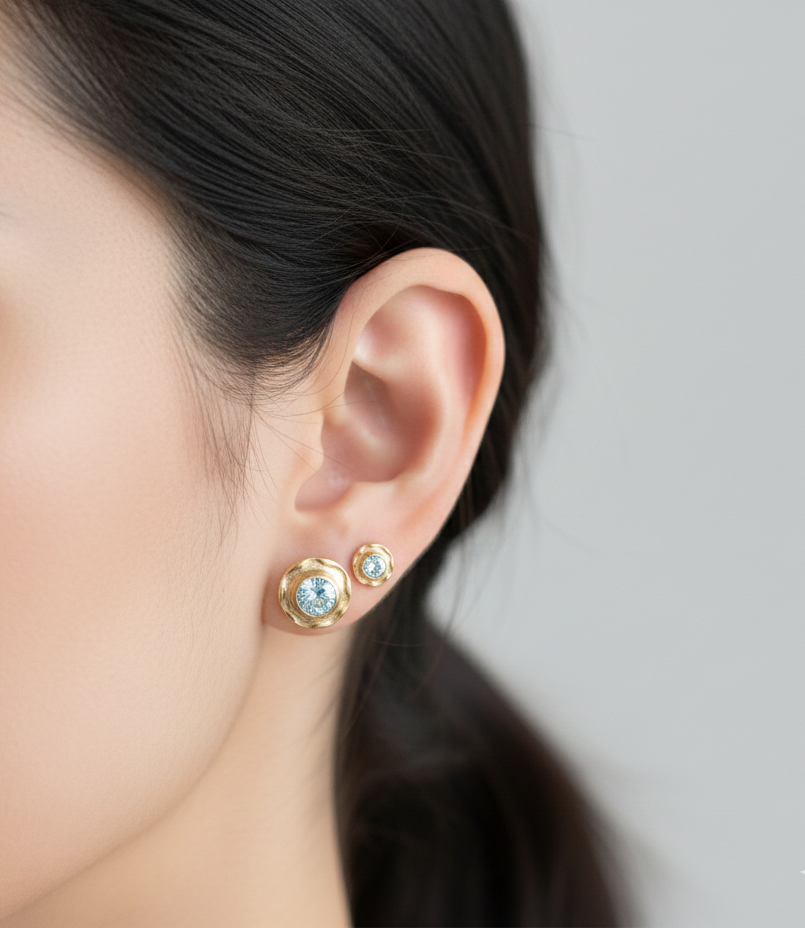 Aros Chatón Circón Abridores 4mm No1 Oro 14k-4