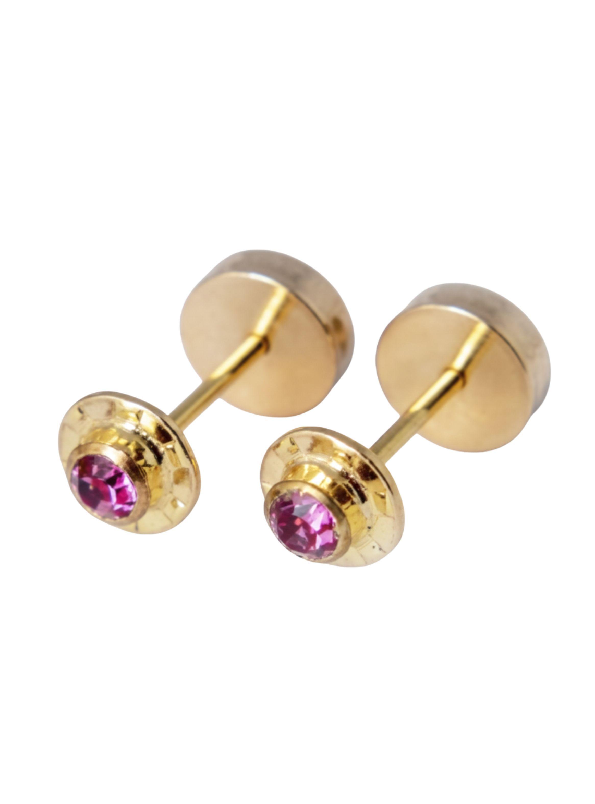 Aros Chatón Circón Abridores 4mm No1 Oro 14k-2