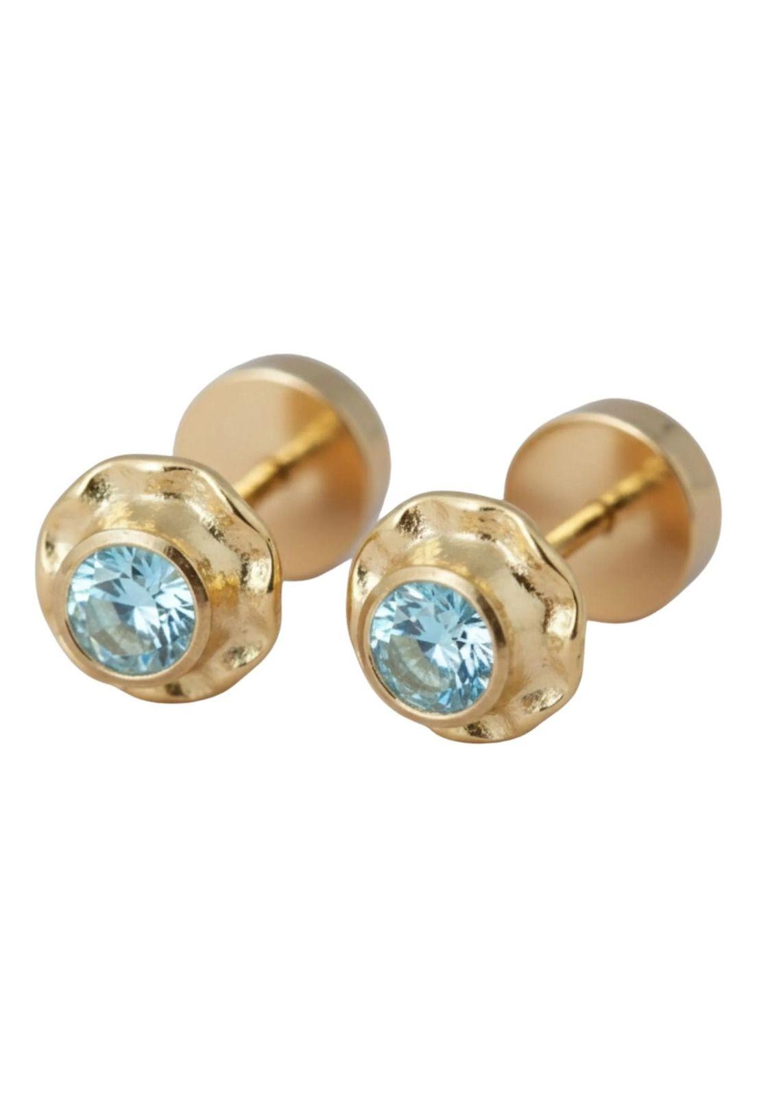 Aros Abridores Chatón Circón 4mm N1 Oro 14k Bebé-4