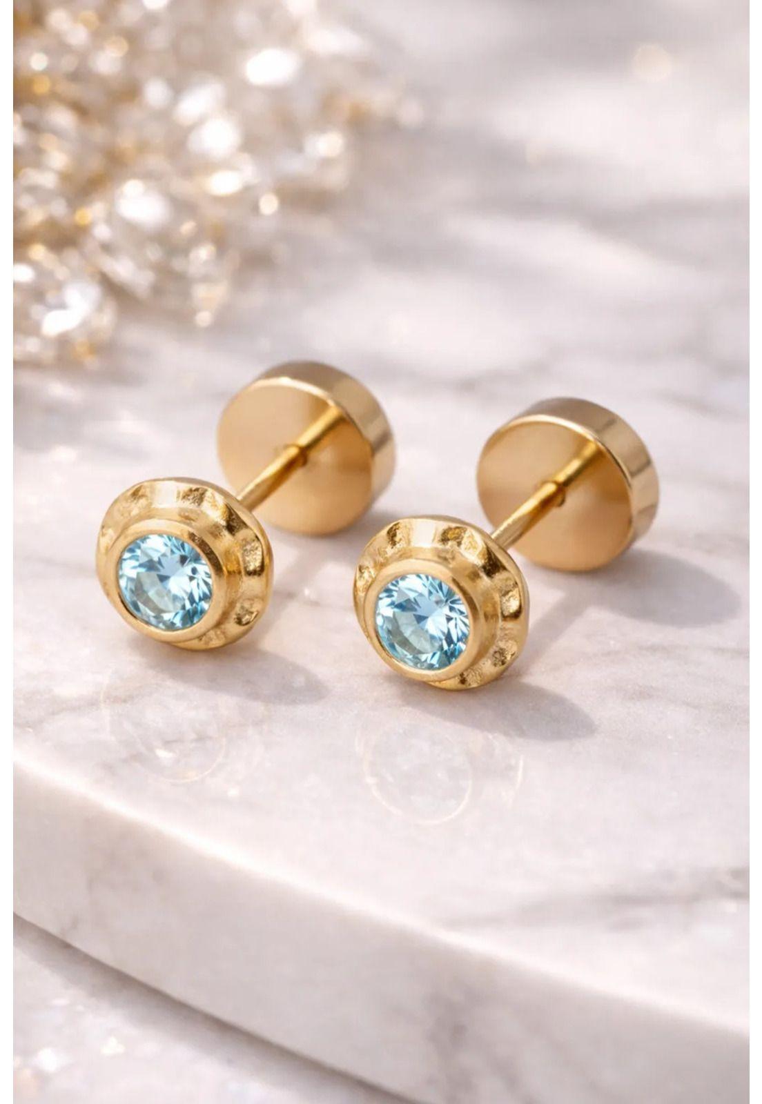 Aros Abridores Chatón Circón 4mm N1 Oro 14k Bebé-5