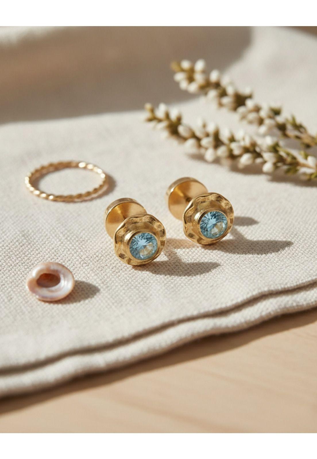 Aros Abridores Chatón Circón 4mm N1 Oro 14k Bebé-7