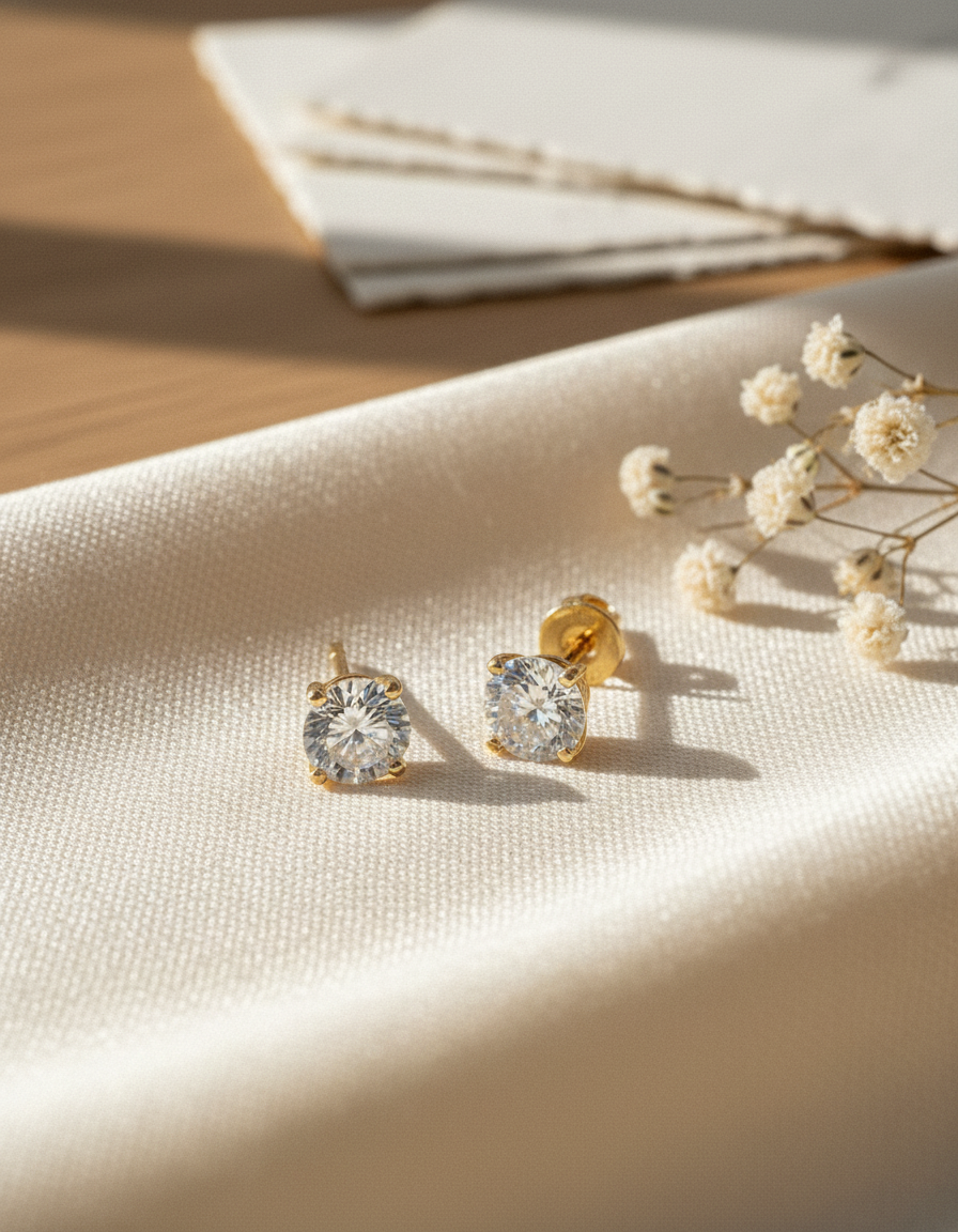 Aros Chispas con circón 5mm Oro 18k nacional No 1. 1 gr-2
