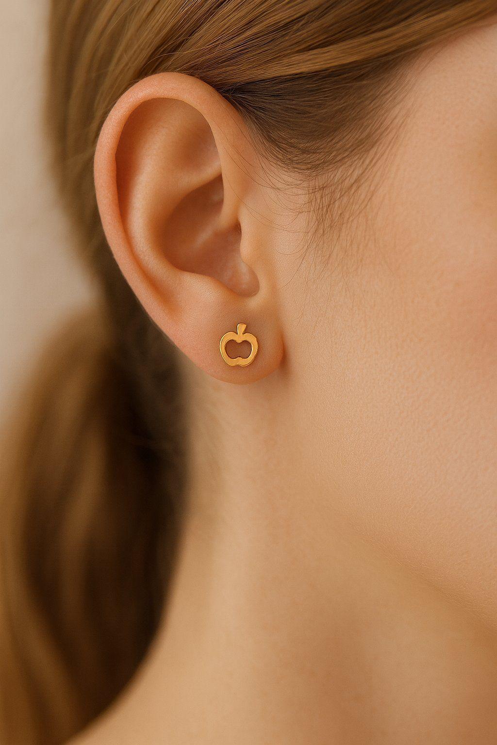 Aros Manzana Calada 5mm Oro 18k nacional-2